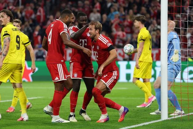 The team is celebrating Harry Kane s goal—9 FC Bayern Munich, 2–0— Jonathan Tah 4 FC Bayern Munich, Dayot Upamecano 2 FC Bayern Munich, FC Bayern Munich vs. FK Bodo Glimt, Soccer, UEFA, Champions League, Group Stage, September 9, 2026, Munich, Bavaria, Germany Copyright: xkolbert-press ChristianxKolbertx