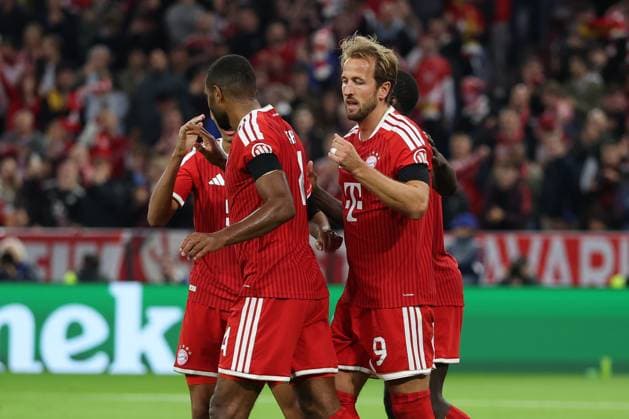 The team is celebrating Harry Kane s goal—9 FC Bayern Munich, 2–0— Jonathan Tah 4 FC Bayern Munich, Dayot Upamecano 2 FC Bayern Munich, FC Bayern Munich vs. FK Bodo Glimt, Soccer, UEFA, Champions League, Group Stage, September 9, 2026, Munich, Bavaria, Germany Copyright: xkolbert-press ChristianxKolbertx