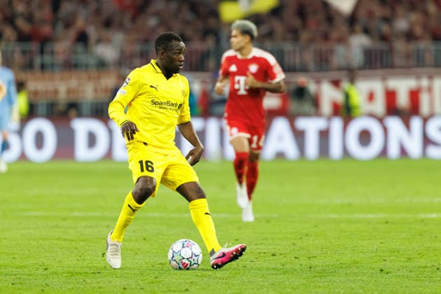 Joshua Kitolano, 16, FK Bodo Glimt, during the match between FC Bayern Munich and FK Bodo Glimt, soccer, men s, UEFA Champions League, 2026–2027, Matchday 1 on September 10, 2026, in Munich, Allianz Arena, Bavaria, Germany