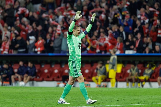 Manuel Neuer 1, FC Bayern Munich scores the 2-0 goal in the match between FC Bayern Munich and FK Bodo Glimt, soccer, men s, UEFA Champions League, 2026–2027, Matchday 1 on September 10, 2026, in Munich, Allianz Arena, Bavaria, Germany