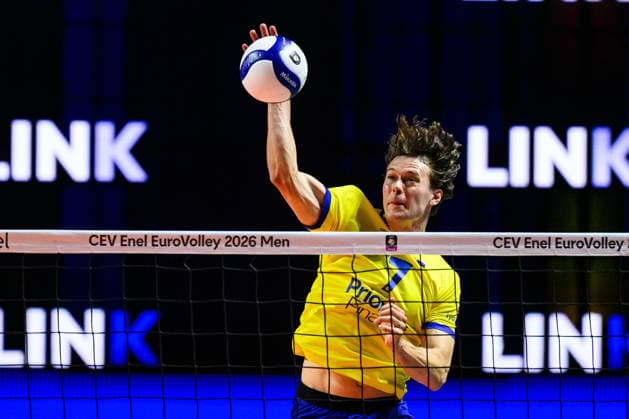 September 10, 2026: Carl Berkefelt of Sweden during the CEV EuroVolley 2026 group stage volleyball match between Italy and Sweden on September 10, 2026 in Naples. Photo by Domenico Cippitelli, BILDBYRAN COP 18 XY0128 volleyball volleyball volleyball European Championships Italy Sweden CEV EuroVolley 2026 Italy Sweden bbeng European Championships  Copyright: DomenicoxCippitelli BB260910BB857