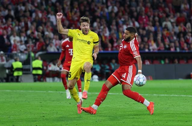 September 10, 2026, GER, Soccer, Men s, UEFA Champions League, Group Stage, 2026–2027 Season, Matchday 1, FC Bayern Munich vs. FK Bodo Glimt, Fredrik Bjorkan, Fredrik Bjorkan of FK Bodo Glimt (No. 15) in a tackle against Ismael Saibari of FC Bayern Munich (No. 34), Munich, Allianz Arena, Bayern, Germany Copyright: xNordphoto Schneiderx