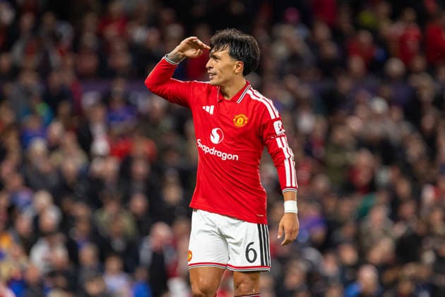 Lisandro Martinez seen celebrating after goal during UEFA Champions League 2026 2027 league phase game between teams of Manchester United, ManU and Sabah FC (Ernest Kolodziej Ball Raw Images) Manchester Old Trafford England Copyright: xErnestxKolodziejx ernestkolodziej_manchester_sabah_2627_OL_2917