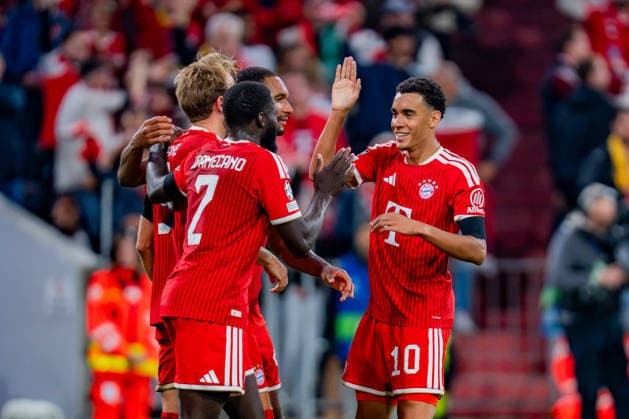 UEFA Champions League, Matchday 1, FC Bayern Munich vs. Bodo Glimt on September 10, 2026. Goal to make it 2–0 by Harry Kane, Jamal Musiala, Dayot Upamecano, and Jonathan Tah Copyright: xBahhoxKarax