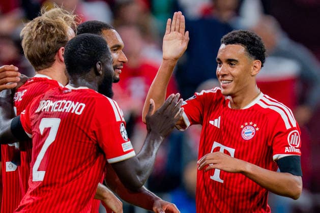 UEFA Champions League, Matchday 1, FC Bayern Munich vs. Bodo Glimt on September 10, 2026. Goal to make it 2–0 by Harry Kane, Jamal Musiala, Dayot Upamecano, and Jonathan Tah Copyright: xBahhoxKarax