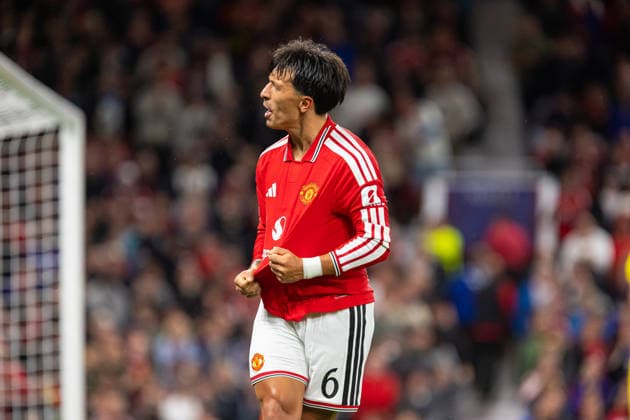 Lisandro Martinez seen celebrating after goal during UEFA Champions League 2026 2027 league phase game between teams of Manchester United, ManU and Sabah FC (Ernest Kolodziej Ball Raw Images) Manchester Old Trafford England Copyright: xErnestxKolodziejx ernestkolodziej_manchester_sabah_2627_OL_2972