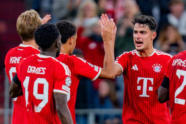 UEFA Champions League, Matchday 1, FC Bayern Munich vs. Bodo Glimt on September 10, 2026. Goal to make it 2-0 by Harry Kane, Jamal Musiala, Dayot Upamecano, Jonathan Tah, Alphonso Davies, and Aleksandar Pavlovic. Copyright: xBahhoxKarax