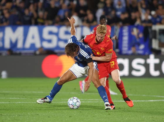 IPA88370073 - Nico Paz of Como 1907 and Nicolas Seiwald of RB Leipzig during the UEFA Champions League 2026–27 season soccer match between Como 1907 and RB Leipzig on September 10, 2026, at Giuseppe Sinigaglia Stadium in Como, Italy. Photo by Nderim KACELI  Copyright: xNderimxKaceli IPAxSportx xx IPA88370073