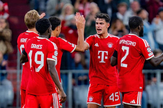 UEFA Champions League, Matchday 1, FC Bayern Munich vs. Bodo Glimt on September 10, 2026. Goal to make it 2–0 by Harry Kane, Jamal Musiala, Dayot Upamecano, Jonathan Tah, Alphonso Davies, and Aleksandar Pavlovic. Copyright: xBahhoxKarax