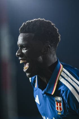 Como™s Assane Diao celebrating after a goal during the UEFA Champions League stage match Phase MD1 between Calcio Como and RB Leipzig at the Giuseppe Sinigaglia stadium in Como, north Italy -September 10, 2026 - Soccer.  Copyright: xTizianoxBallabio LaPressex