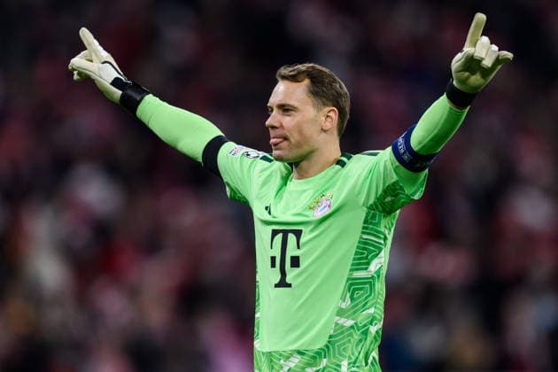 September 10, 2026 Goalkeeper Manuel Neuer of Bayern Munich celebrates the 3-0 goal scored by Alphonso Davies (not pictured) during the UEFA Champions League soccer match between Bayern Munich and Bodo Glimt on September 10, 2026 in Munich. Photo by Marius Simensen, BILDBYRAN COP 238 MM0073. bbeng football soccer UEFA Champions League Bodo Glimt Bayern Munich celebration  Copyright: MARIUSxSIMENSEN BB260910BB888