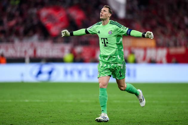 September 10, 2026 Goalkeeper Manuel Neuer of Bayern Munich celebrates the 3-0 goal scored by Alphonso Davies (not pictured) during the UEFA Champions League soccer match between Bayern Munich and Bodo Glimt on September 10, 2026 in Munich. Photo by Marius Simensen, BILDBYRAN COP 238 MM0073 bbeng football soccer UEFA Champions League Bodo Glimt Bayern Munich celebration  Copyright: MARIUSxSIMENSEN BB260910BB896