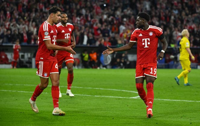 September 10, 2026, xemx, Soccer, UEFA Champions League, FC Bayern Munich vs. FK Bodø Glimt, Alphonso Davies of FC Bayern Munich, goal celebration, celebrating the goal, celebrating the 3-0 goal for Munich