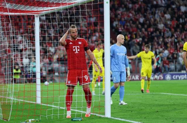 September 10, 2026, GER, Soccer, Men s, UEFA Champions League, Group Stage, 2026–2027 Season, Matchday 1, FC Bayern Munich vs. FK Bodø Glimt Harry Kane FC Bayern Munich 09 is in goal against goalkeeper Julian Faye Lund FK Bodø Glimt 01 Munich Allianz Arena Bavaria Germany Copyright: xNordphoto Schneiderx