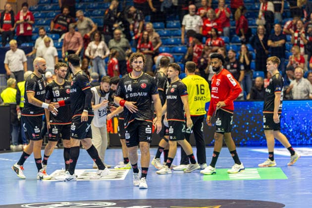 KASSEL, GERMANY - SEPTEMBER 10: MT Melsungen after the EHF Champions League, match between MT Melsungen vs. HC Vardar 1961 at Rothenbach-Halle on September 10, 2026 in Kassel, Germany. Hessen Germany Copyright: xBEAUTIFULxSPORTS Freudensteinx