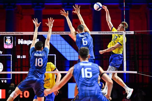 September 10, 2026: Hampus Ekstrand of Sweden during the CEV EuroVolley 2026 group stage volleyball match between Italy and Sweden on September 10, 2026 in Naples. Photo by Domenico Cippitelli, BILDBYRAN COP 18 XY0128 volleyball volleyball volleyball European Championships Italy Sweden CEV EuroVolley 2026 Italy Sweden bbeng European Championships  Copyright: DomenicoxCippitelli BB260910BB897