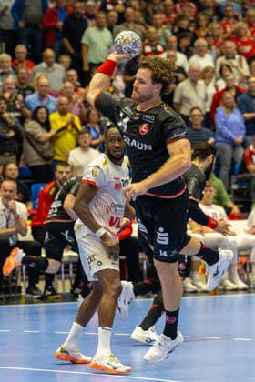 KASSEL, GERMANY - SEPTEMBER 10: Johannes Golla (MT Melsungen, 14) with ball during the EHF Champions League, match between MT Melsungen vs. HC Vardar 1961 at Rothenbach-Halle on September 10, 2026 in Kassel, Germany. Hessen Germany Copyright: xBEAUTIFULxSPORTS Freudensteinx