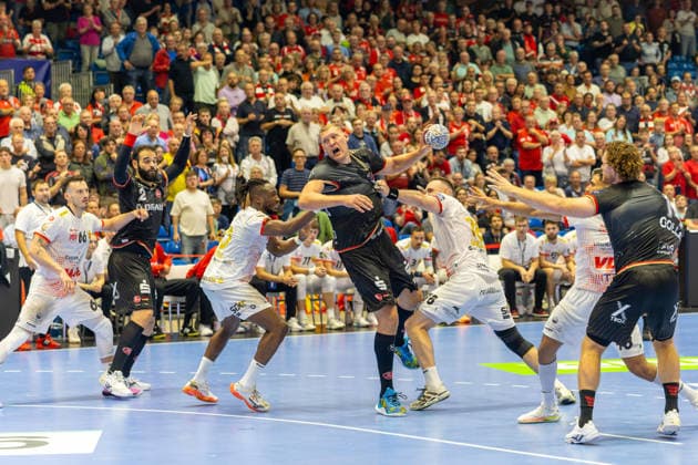 KASSEL, GERMANY - SEPTEMBER 10: Dainis Kristoppans (MT Melsungen, 10) with ball during the EHF Champions League, match between MT Melsungen vs. HC Vardar 1961 at Rothenbach-Halle on September 10, 2026 in Kassel, Germany. Hessen Germany Copyright: xBEAUTIFULxSPORTS Freudensteinx