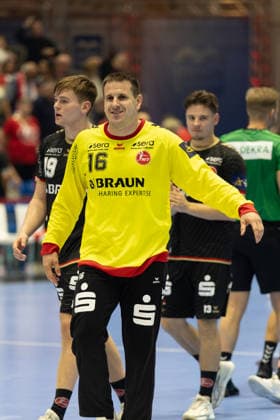 KASSEL, GERMANY - SEPTEMBER 10: Nebojsa Simic (MT Melsungen, 16) after the EHF Champions League, match between MT Melsungen vs. HC Vardar 1961 at Rothenbach-Halle on September 10, 2026 in Kassel, Germany. Hessen Germany Copyright: xBEAUTIFULxSPORTS Freudensteinx