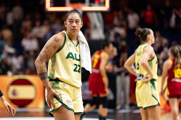 Zitina Aokuso, Australia, 22, disappointed; Disappointment, GER, Australia vs. Spain, Basketball, FIBA Women s World Cup 2026, Quarterfinals, September 10, 2026, GER, Australia vs. Spain, Basketball, 2026 FIBA Women’s World Cup, Quarterfinals, September 10, 2026, Berlin Copyright: xEibner-Pressefoto MaxxVincenx EP_MVN