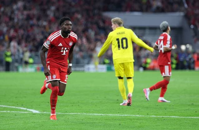 September 10, 2026, GER, Soccer, Men s, UEFA Champions League, Group Stage, 2026–2027 Season, Matchday 1, FC Bayern Munich vs. FK Bodø Glimt, Goal Celebration, Cheering, Goal Scorer(s), Alphonso Davies of FC Bayern Munich celebrates the goal that made it 3–0 at the Allianz Arena in Munich, Bayern, Germany Copyright: xNordphoto Schneiderx