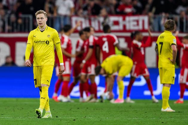 September 10, 2026: Ola Brynhildsen of Bodo Glimt looks dejected after a 4–0 loss during the UEFA Champions League soccer match between Bayern Munich and Bodo Glimt on September 10, 2026 in Munich. Photo by Marius Simensen, BILDBYRAN COP 238 MM0073 bbeng football soccer UEFA Champions League Bodo Glimt Bayern Munich dejected  Copyright: MARIUSxSIMENSEN BB260910BB911