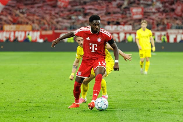 Alphonso Davies, 19, FC Bayern Munich, during the match between FC Bayern Munich and FK Bodo Glimt, soccer, men s, UEFA Champions League, 2026–2027, Matchday 1 on September 10, 2026, in Munich, Allianz Arena, Bavaria, Germany