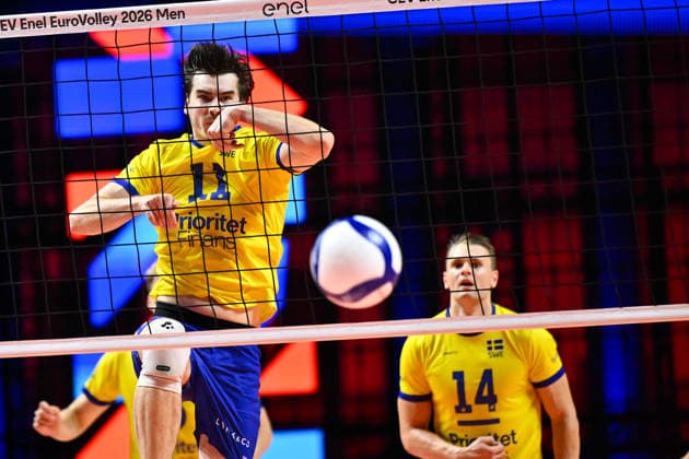 September 10, 2026: Patrik Johansson of Sweden during the CEV EuroVolley 2026 group stage volleyball match between Italy and Sweden on September 10, 2026 in Naples. Photo by Domenico Cippitelli, BILDBYRAN COP 18 XY0128 volleyball volleyball volleyball European Championships Italy Sweden CEV EuroVolley 2026 Italy Sweden bbeng European Championships  Copyright: DomenicoxCippitelli BB260910BB938