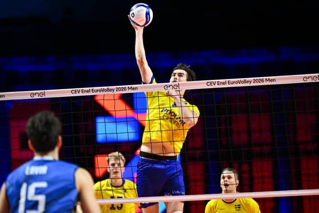 September 10, 2026: Patrik Johansson of Sweden during the CEV EuroVolley 2026 group stage volleyball match between Italy and Sweden on September 10, 2026 in Naples. Photo by Domenico Cippitelli, BILDBYRAN COP 18 XY0128 volleyball volleyball volleyball European Championships Italy Sweden CEV EuroVolley 2026 Italy Sweden bbeng European Championships  Copyright: DomenicoxCippitelli BB260910BB939