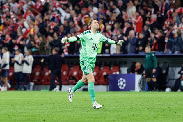 Manuel Neuer 1, FC Bayern Munich scores the 3-0 goal in the match between FC Bayern Munich and FK Bodo Glimt, soccer, men s, UEFA Champions League, 2026–2027, Matchday 1 on September 10, 2026, in Munich, Allianz Arena, Bavaria, Germany