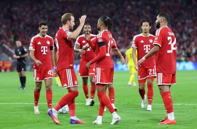 September 10, 2026, GER, Soccer, Men s, UEFA Champions League, Group Stage, 2026–2027 Season, Matchday 1, FC Bayern Munich vs. FK Bodø Glimt, Goal celebration, Cheering, Goal scorer(s), Michael Olise, FC Bayern Munich, 17, celebrates the goal that makes it 4–0, Munich, Allianz Arena, Bayern, Germany Copyright: xNordphoto Schneiderx