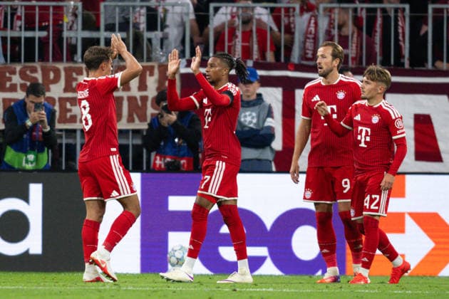 September 10, 2026: Michael Olise of Bayern Munich celebrates after scoring the 5-0 goal during the UEFA Champions League soccer match between Bayern Munich and Bodo Glimt on September 10, 2026 in Munich. Photo by Marius Simensen, BILDBYRAN COP 238 MM0073 bbeng football soccer UEFA Champions League Bodo Glimt Bayern Munich celebration  Copyright: MARIUSxSIMENSEN BB260910BB953