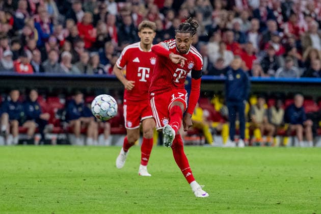 Michael Olise, FC Bayern Munich, age 17, scoring the 4-0 goal for Germany, FC Bayern Munich vs. FK Bodo Glimt, soccer, UEFA Champions League, group stage, Matchday 1, 2026–2027 season, September 10, 2026 DFL DFB regulations prohibit any use of photographs as image sequences and or quasi-video. Photo: HMB Media, Heike Feiner Copyright: HMBxMedia HeikexFeiner
