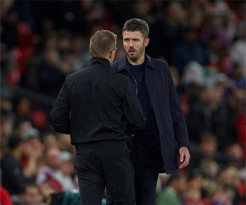 RECORD DATE NOT STATED Football - UEFA Champions League - Manchester United, ManU FC v Sabah FC MANCHESTER, ENGLAND - Thursday, September 10, 2026: Manchester United s head coach Michael Carrick (R) shakes hands with Sabah FC s head coach Valdas Dambrauskas after the UEFA Champions League 2026 27 League Phase MD1 match between Manchester United FC and Sabah FC at Old Trafford. (Photo by David Rawcliffe Propaganda) MANCHESTER Old Trafford GREATER MANCHESTER ENGLAND  Copyright: xDavidxRawcliffex 2026-09-10-Man_Utd_v_Sabah-063