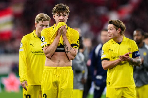 September 10, 2026: Villads Nielsen of Bodo Glimt looks dejected after the UEFA Champions League soccer match between Bayern Munich and Bodo Glimt on September 10, 2026 in Munich. Photo by Marius Simensen, BILDBYRAN COP 238 MM0073 bbeng football soccer UEFA Champions League Bodo Glimt Bayern Munich depp  Copyright: MARIUSxSIMENSEN BB260910BB973