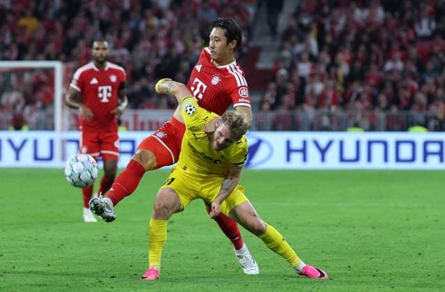 September 10, 2026, GER, Soccer, Men s, UEFA Champions League, Group Stage, 2026–2027 Season, Matchday 1, FC Bayern Munich vs. FK Bodo Glimt Hiroki Ito FC Bayern Munich 21 Ole Didrik Blomberg FK Bodo Glimt 11 Munich Allianz Arena Bayern Germany Copyright: xNordphoto Schneiderx