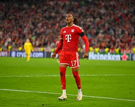 September 10, 2026, Soccer, UEFA Champions League 2026–2027, Matchday 1, FC Bayern Munich vs. FK Bodo Glimt, at the Allianz Arena in Munich; Michael Olise of FC Bayern Munich celebrates