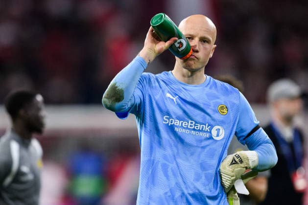 September 10, 2026 Goalkeeper Julian Faye Lund of Bodo Glimt looks dejected after the UEFA Champions League soccer match between Bayern Munich and Bodo Glimt on September 10, 2026 in Munich. Photo by Marius Simensen, BILDBYRAN COP 238 MM0073 bbeng football soccer UEFA Champions League Bodo Glimt Bayern Munich dejected  Copyright: MARIUSxSIMENSEN BB260910BB978