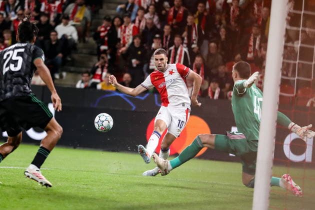 Praha 10.09.2026. PIlka nozna UEFA Liga Mistrzow sezon 2026 2027 runda 1 mecz: SK Slavia Praha - RC Lens --- Football UEFA Champions League season 2026 2027 round 1 match: SK Slavia Praha - RC Lens nz Danijel Sturm Fot. Kacper Staniec NEWSPIX.PL --- newspix.pl 