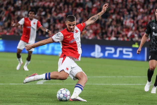 Praha 10.09.2026. PIlka nozna UEFA Liga Mistrzow sezon 2026 2027 runda 1 mecz: SK Slavia Praha - RC Lens --- Football UEFA Champions League season 2026 2027 round 1 match: SK Slavia Praha - RC Lens nz Oskar Kubiak Fot. Kacper Staniec NEWSPIX.PL --- newspix.pl 