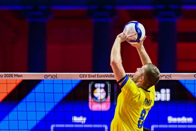 September 10, 2026: Alfred Brink of Sweden during the CEV EuroVolley 2026 group stage volleyball match between Italy and Sweden on September 10, 2026 in Naples. Photo by Domenico Cippitelli, BILDBYRAN COP 18 XY0128 volleyball volleyball European Championship Italy Sweden CEV EuroVolley 2026 Italy Sweden bbeng European Championship  Copyright: DomenicoxCippitelli BB260910ZD002