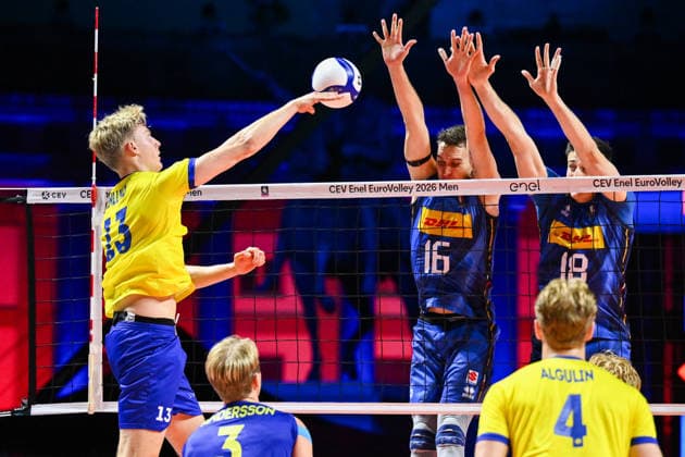 September 10, 2026: Axel Enlund of Sweden during the CEV EuroVolley 2026 group stage volleyball match between Italy and Sweden on September 10, 2026 in Naples. Photo by Domenico Cippitelli, BILDBYRAN COP 18 XY0128 volleyball volleyball volleyball European Championship Italy Sweden CEV EuroVolley 2026 Italy Sweden bbeng European Championship  Copyright: DomenicoxCippitelli BB260910ZM002