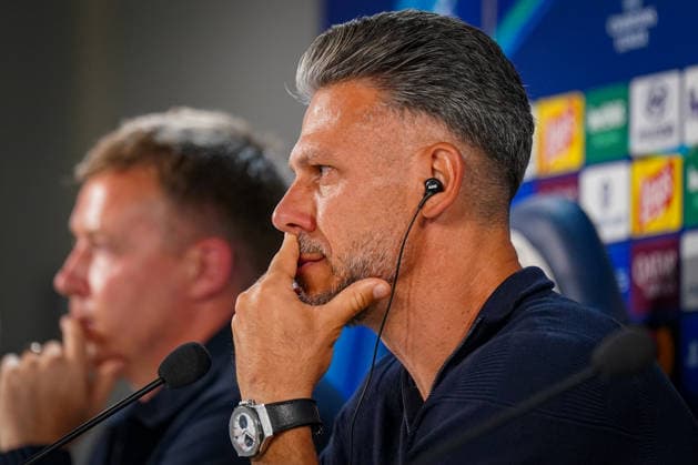 Italy Soccer UEFA Champions League 2026–2027, Matchday 1: Como 1907 vs. RB Leipzig; Giuseppe Sinigaglia (Como) and Martin Demichelis (RB Leipzig Coach); facial expressions, emotions, press conference, media Copyright: xJOERANxSTEINSIEKx