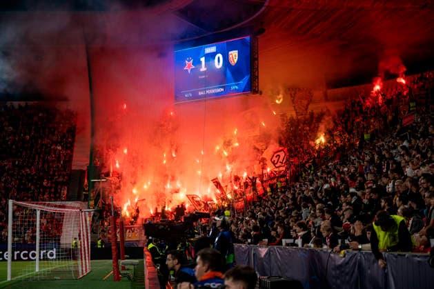 Fans during the Football Champions League opening round match Slavia Prague vs RC Lens on September 10, 2026, in Prague, Czech Republic. (CTKxPhoto VitxSimanek) CTKPhotoP2026091011196  CTKPhotoP2026091011196