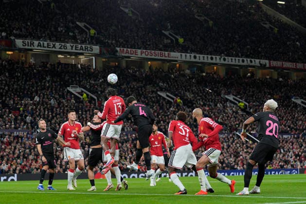 Manchester United, ManU v Sabah FK, UEFA Champions League Patrick Dorgu of Manchester United heads clear during the Manchester United v Sabah FK UEFA Champions League 1st Round match at Old Trafford, Manchester, England on 10 September 2026 Credit: Steve Flynn Every Second Media Editorial use only. All images are copyright Every Second Media Limited. No images may be reproduced without prior permission. Copyright: xIMAGO EveryxSecondxMediax ESM-2151-0090 StevexFlynnx xEveryxSecondxMediax