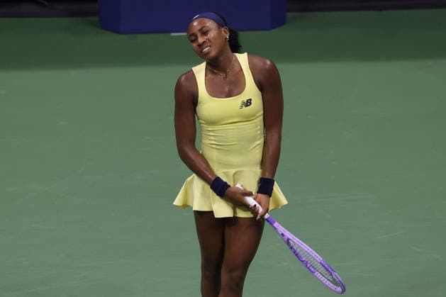US Open tennis tournament - Day 12 Coco Gauff of the USA reacts while in action against Elena Rybakina of Kazakhstan during their Women s Singles Semifinals match of the US Open Tennis Championships at the USTA Billie Jean King National Tennis Center in Flushing Meadows, New York, USA, 10 September 2026. FLUSHING MEADOWS NEW YORK United States  Copyright: xBRIANxHIRSCHFELDx