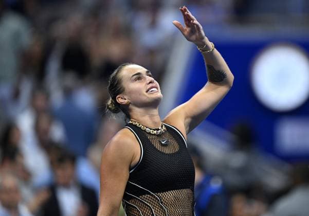 (260911) -- NEW YORK, Sept. 11, 2026 -- Aryna Sabalenka of Belarus celebrates after winning the women s singles semifinal match against Jessica Pegula of the United States at the 2026 US Open tennis championships in New York, the United States, Sept. 10, 2026. ) (SP)U.S.-NEW YORK-TENNIS-US OPEN-WOMEN S SINGLES LixRui 