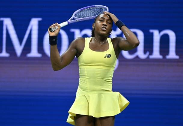 (260911) -- NEW YORK, Sept. 11, 2026 -- Coco Gauff of the United States reacts during the women s singles semifinal match against Elena Rybakina of Kazakhstan at the 2026 US Open tennis championships in New York, the United States, Sept. 10, 2026. ) (SP)U.S.-NEW YORK-TENNIS-US OPEN-WOMEN S SINGLES LixRui 