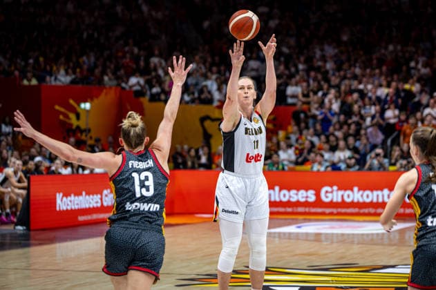 Basketball Berlin, September 8, 2026 FIBA Women’s Basketball World Cup Germany 2026 Quarterfinal Qualifier Germany (GER) vs. South Korea (KOR) Emma Meesseman, Belgium, No. 11; Leonie Fiebich, Germany, No. 13