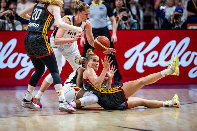 Basketball Berlin, September 10, 2026 FIBA Women’s Basketball World Cup Germany 2026 Quarterfinals: Belgium (BEL) vs. Germany (GER) Leonie Fiebich (Germany), No. 13 Emma Meesseman (Belgium), No. 11 Maxuella LISOWA MBAKA, Belgium, No. 31 Frida Bühner, Germany, No. 20